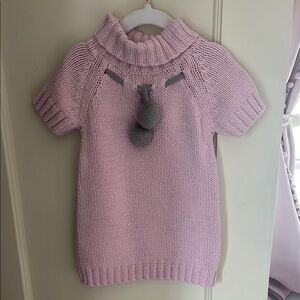 Pink Knit Turtleneck Sweater Dress